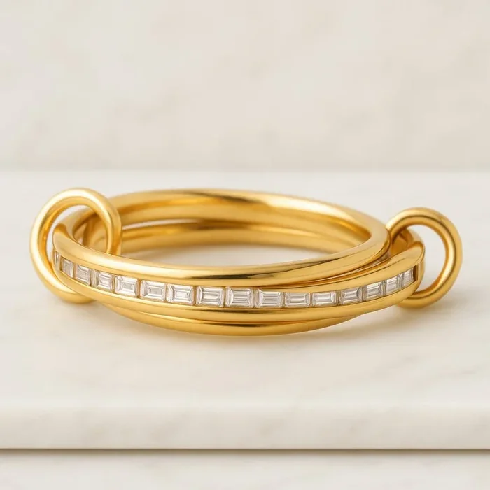 Full Eternity Baguette Stacking Linked Wedding Ring