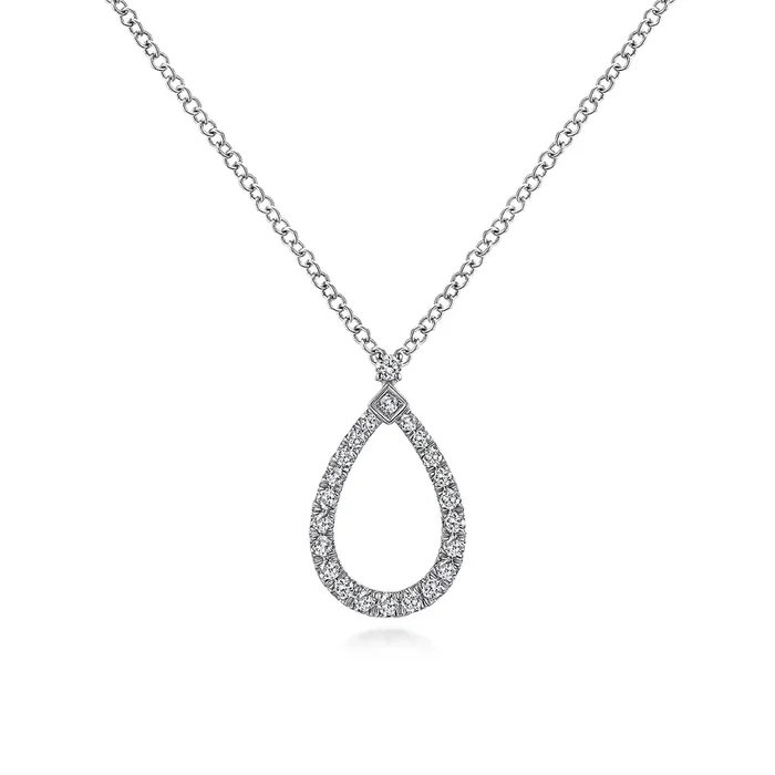 Gabriel & Co. 14K White Gold Teardrop Diamond Pendant Necklace