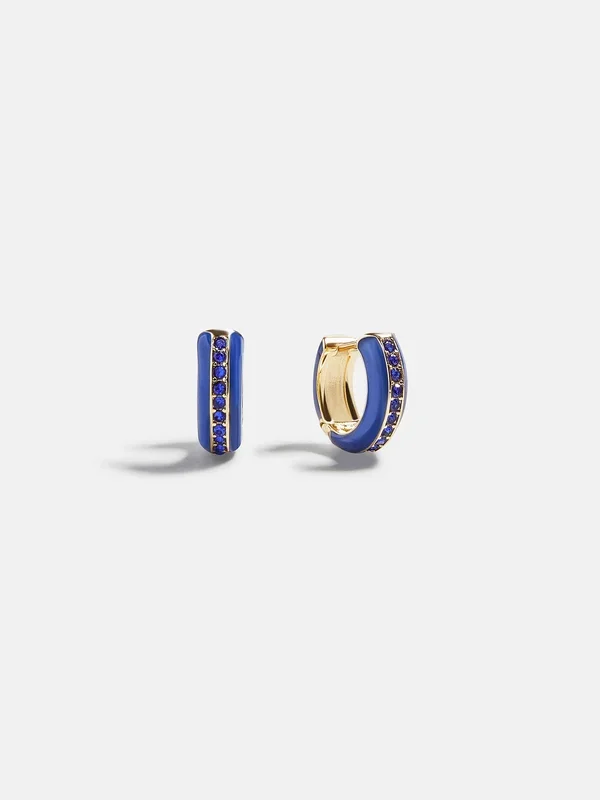 Game Day Enamel Huggie Earrings – Blue