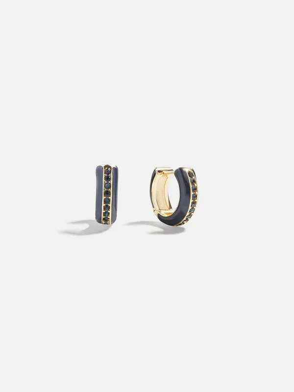 Game Day Enamel Huggie Earrings – Navy