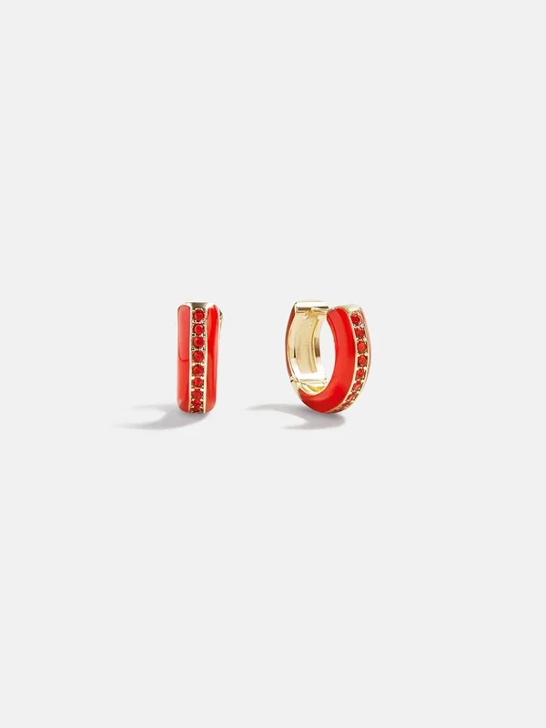Game Day Enamel Huggie Earrings – Red