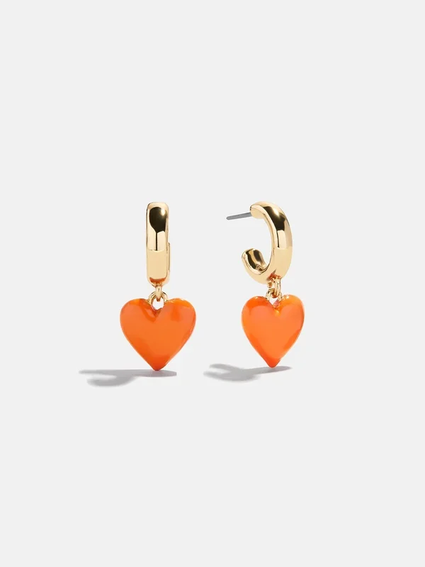 Game Day Heart Drop Earrings – Orange