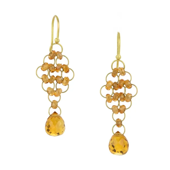 Garnet and Citrine Kite Earrings