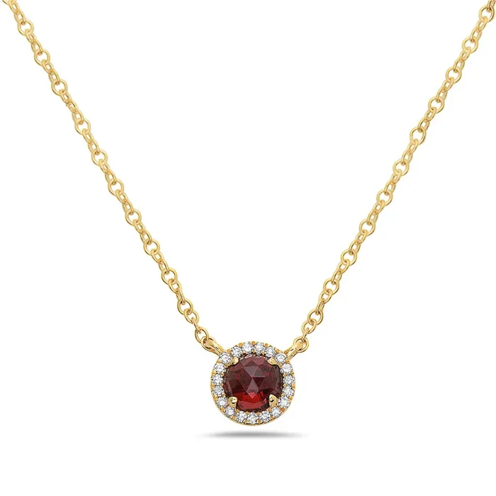 Garnet And Diamond Halo Necklace