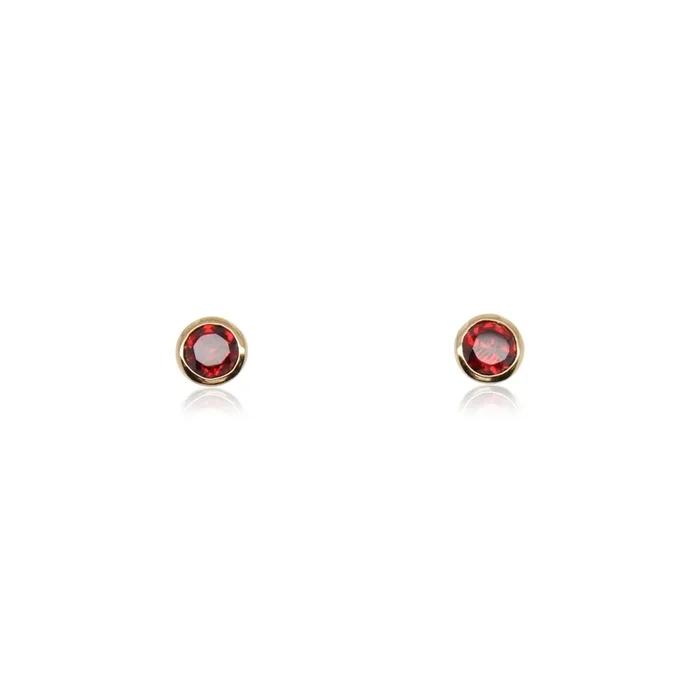 Garnet Bezel Set Studs