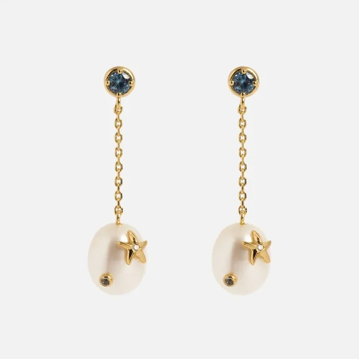 Gem Accent Pearl Drop Earrings