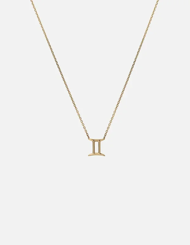 Gemini Astro Pendant Necklace, 14k Gold