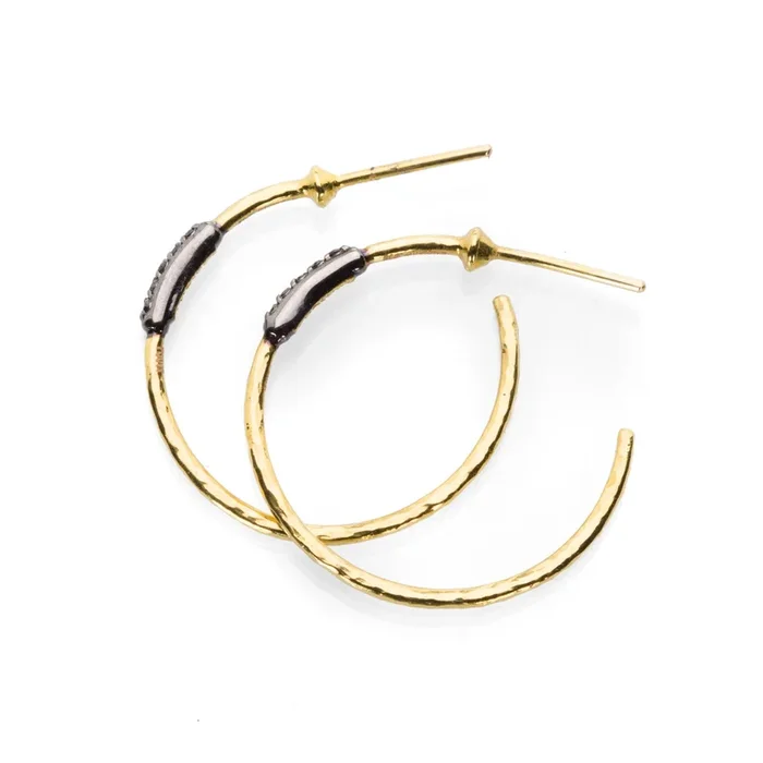 Geo Hoops with Pave Black Diamonds
