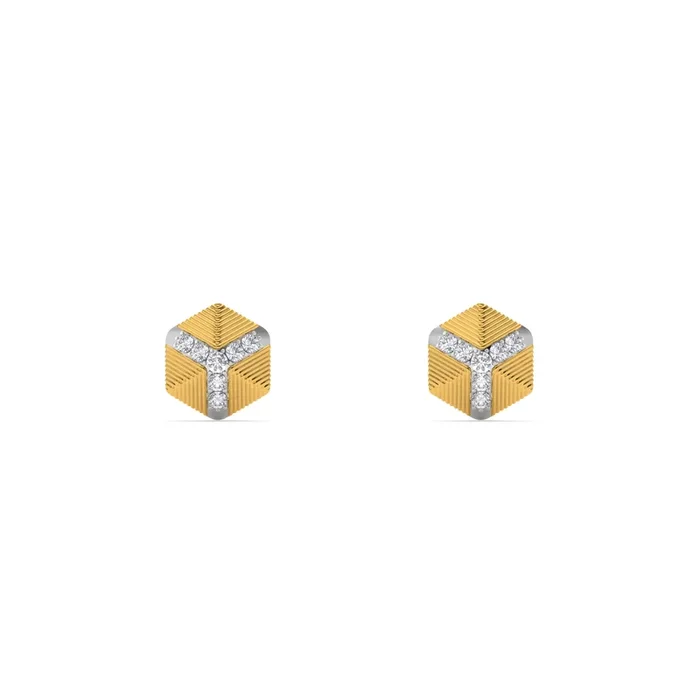 Geo Sparkle 9KT Gold Lab Grown Diamond Stud Earring