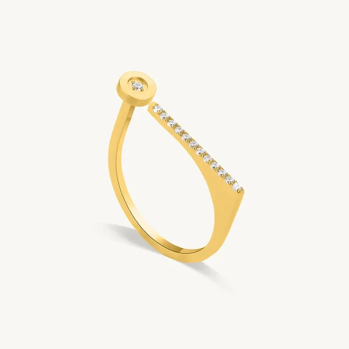 Geometric Bar & Bezel Stone Ring