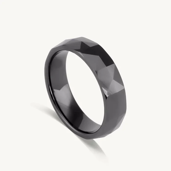 Geometric Black Band Ring