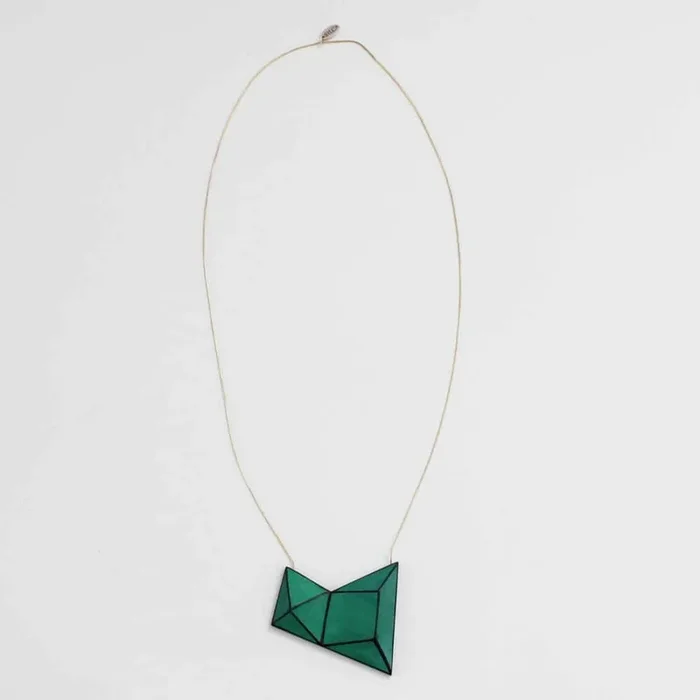 Geometric Cadence Necklace Green
