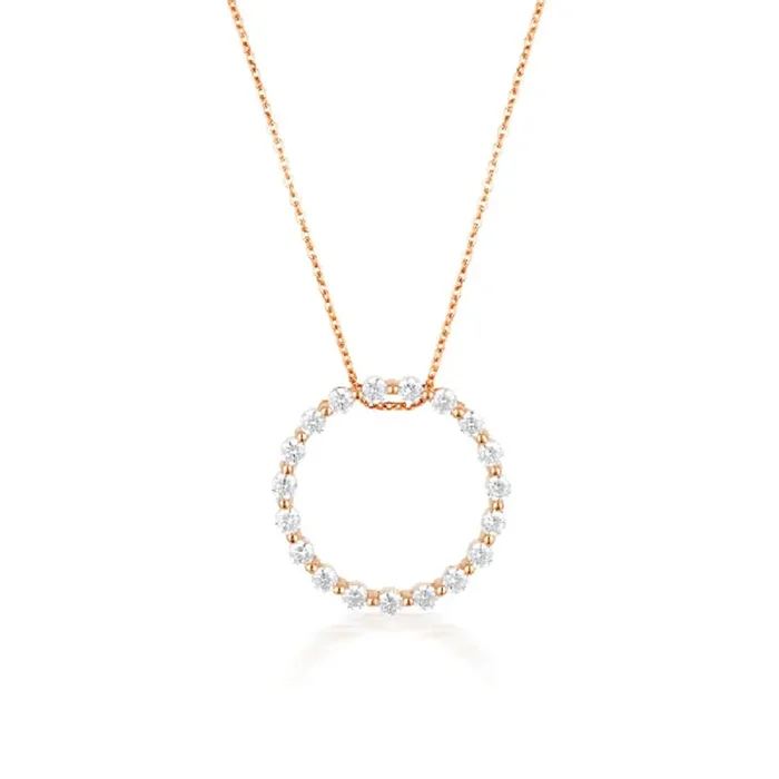 Georgini Rose Gold Plated Sterling Silver Zirconia Circle Of Life Pendant On Chain
