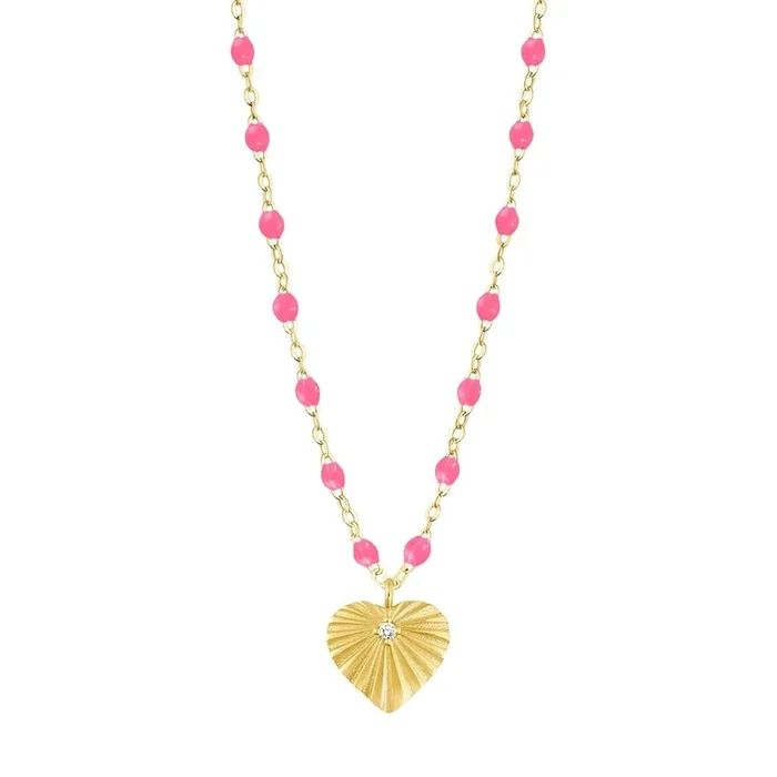 GIGI CLOZEAU Classic Heart Lumiere Necklace in Pink