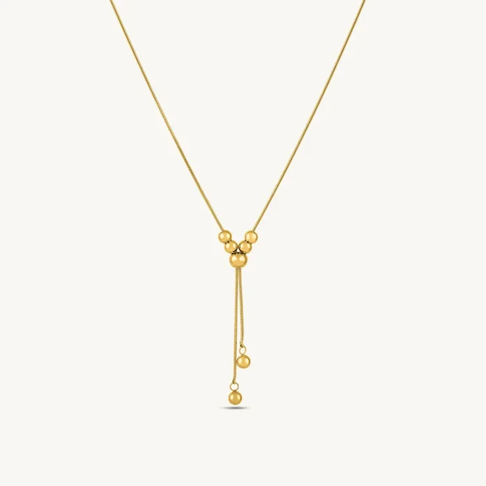 Gilded Bead Harmony Lariat Necklace