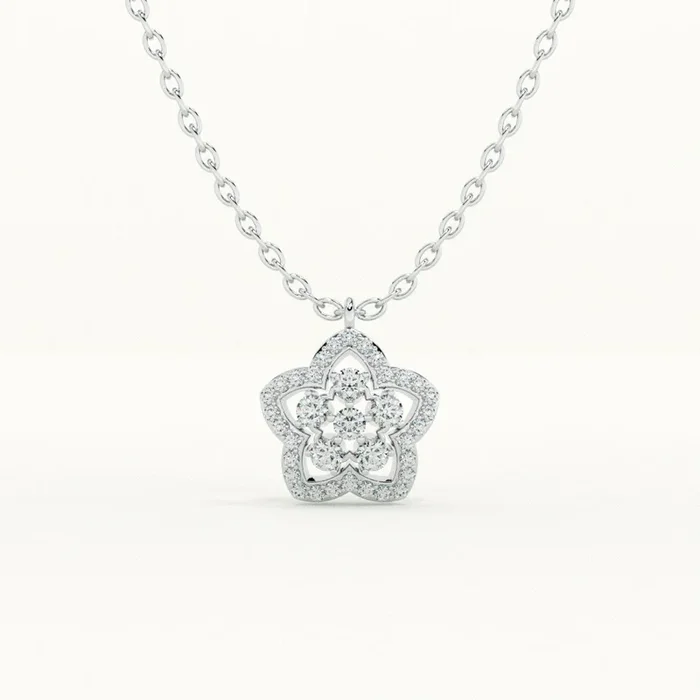 Glittering Flower 925 Sterling Silver Necklace