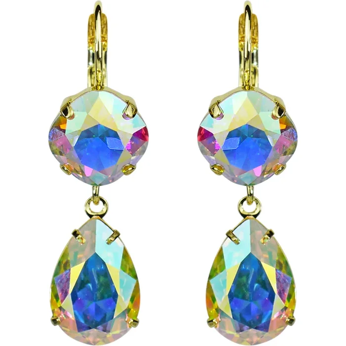 Goddess Leverback Earrings (Goldtone/Crystal AB)