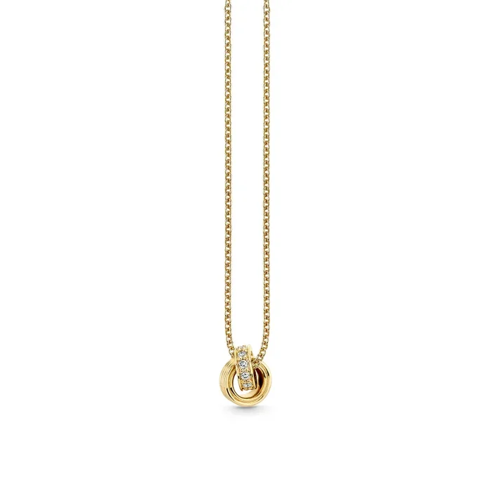 Gold & Diamond Fluted Linked Ring Charm