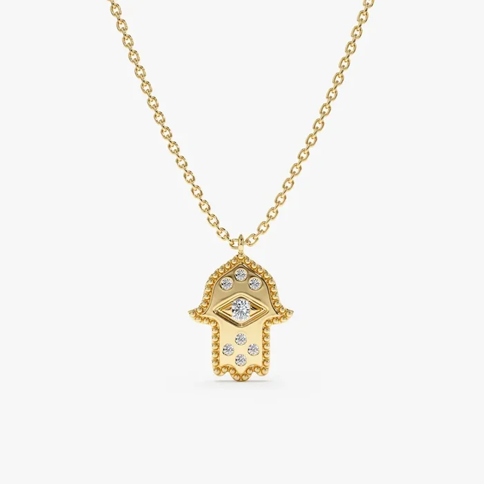 Gold & Diamond Hamsa Necklace, Mabel