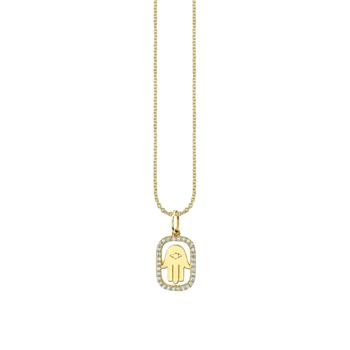 Gold & Diamond Hamsa Open Icon Charm