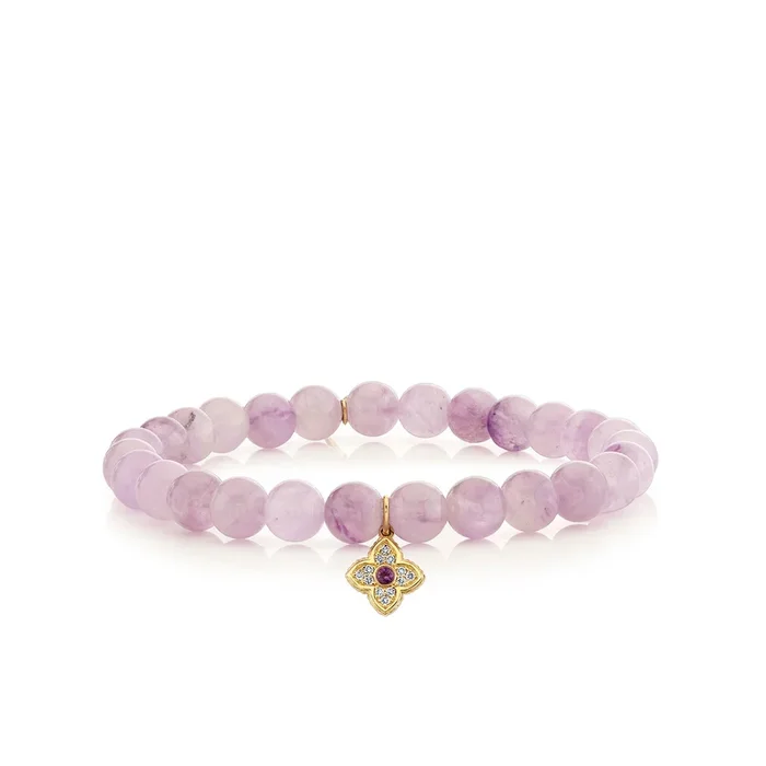 Gold & Diamond Moroccan Flower on Amethyst