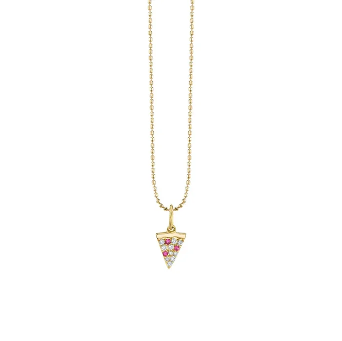 Gold & Diamond Pizza Slice Charm