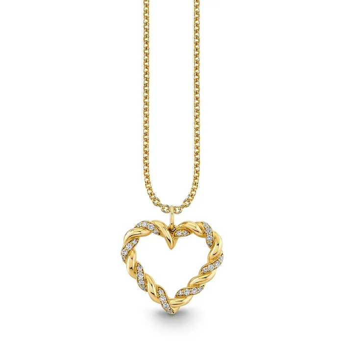 Gold & Diamond Rope Heart Charm