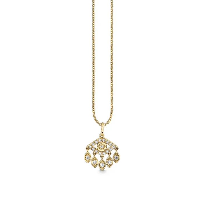 Gold & Diamond Small Eye With Marquise Eye Fringes Charm