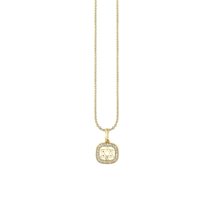 Gold & Diamond Star Of David Open Icon Necklace