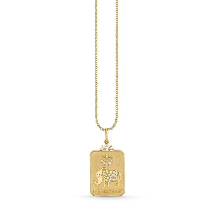 Gold & Diamond The Elephant Tarot Card Charm