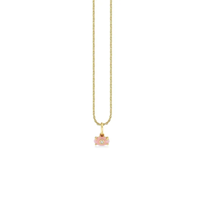 Gold & Diamond Tiny Carved Stone Eye Charm