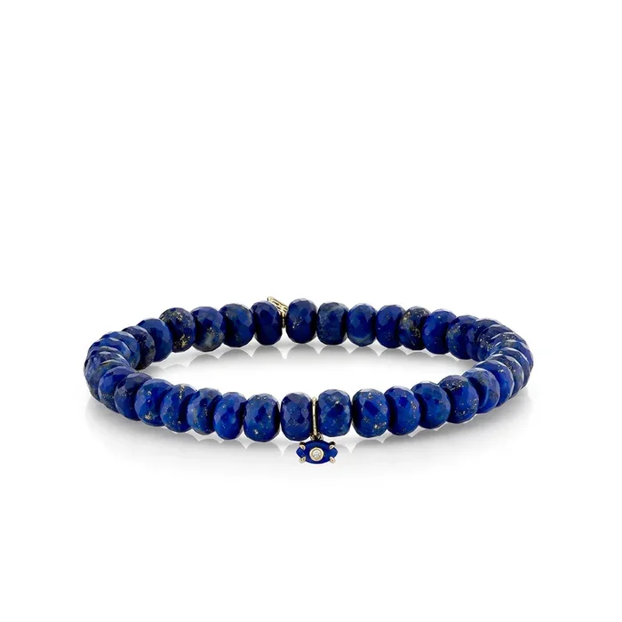Gold & Diamond Tiny Carved Stone on Lapis