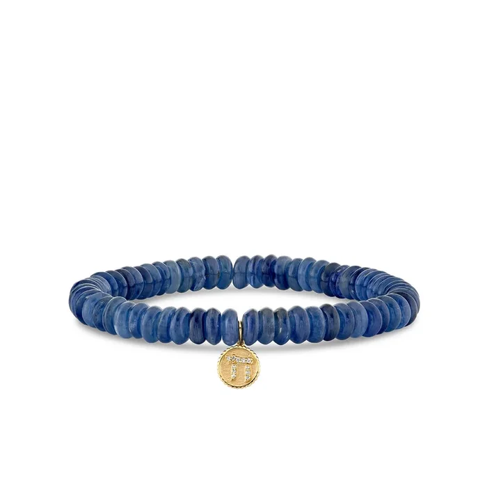 Gold & Diamond Tiny Chai Coin on Blue Kyanite