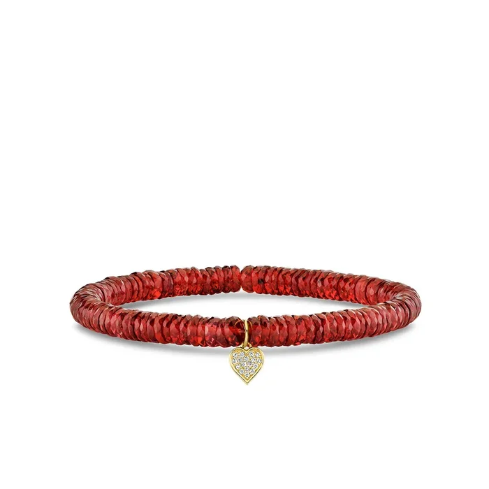 Gold & Diamond Tiny Heart on Garnet