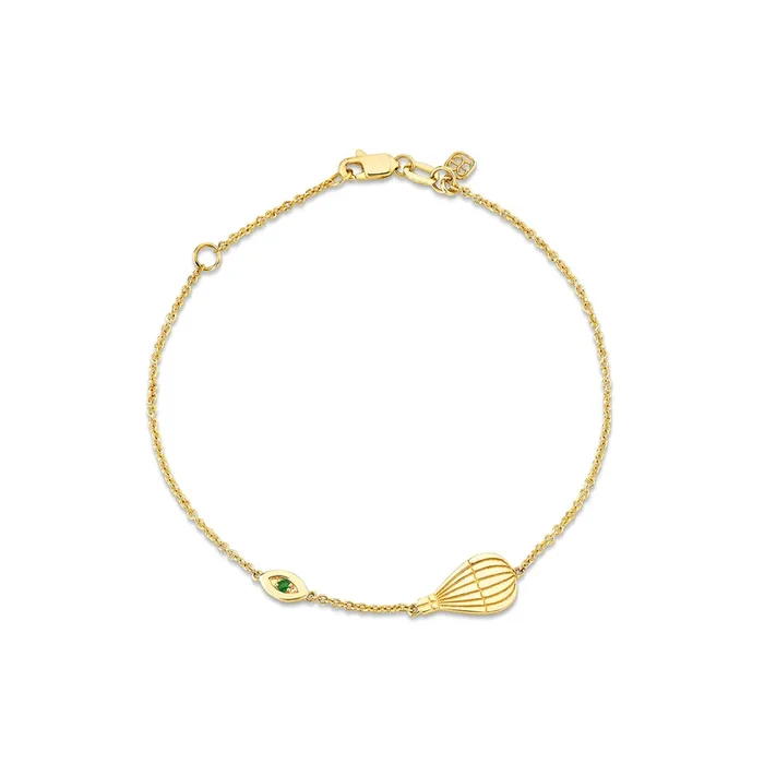 Gold & Emerald Wicked Pure Hot Air Balloon Chain Bracelet