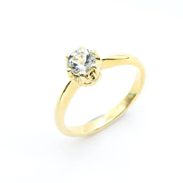 Gold Aquamarine Ring – Genuine Aquamarine Ring – Vintage Solitaire RIng