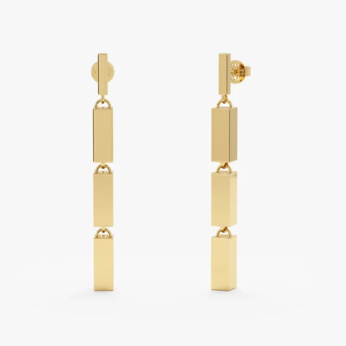 Gold Bar Dangle Earrings, Galilea