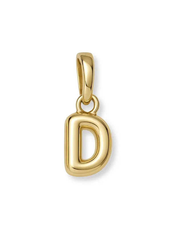 Gold Bubble Initial Clip Charm Letter D