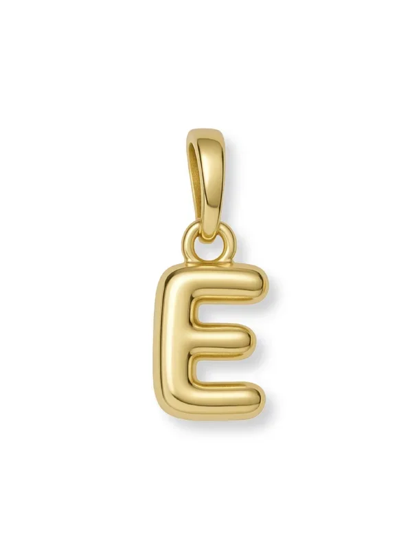 Gold Bubble Initial Clip Charm Letter E