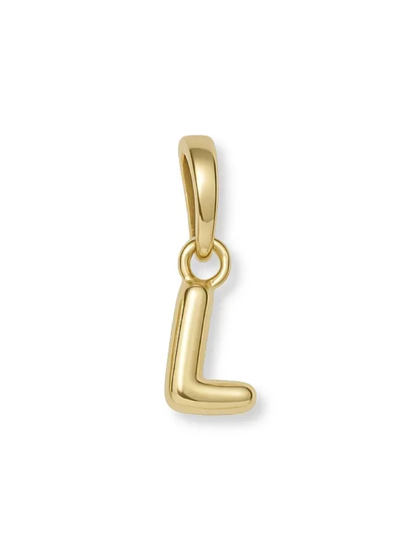 Gold Bubble Initial Clip Charm Letter L