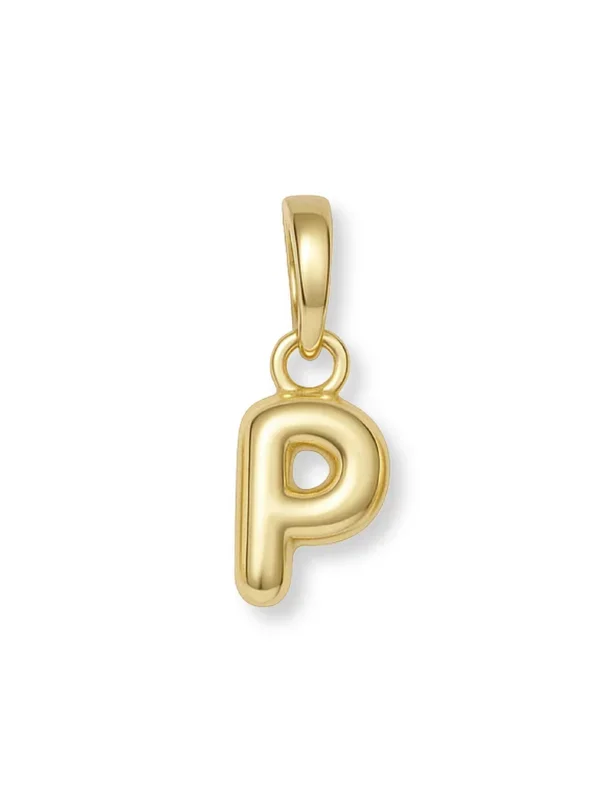 Gold Bubble Initial Clip Charm Letter P
