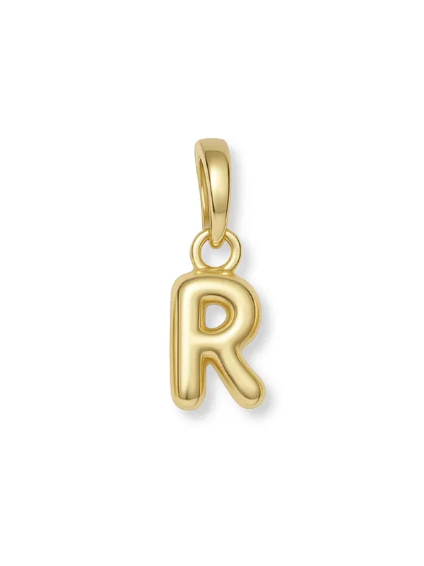 Gold Bubble Initial Clip Charm Letter R