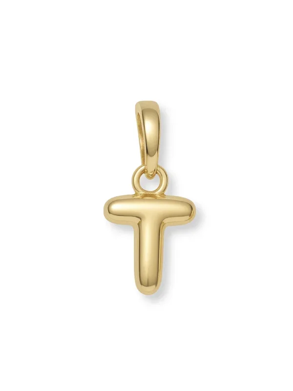 Gold Bubble Initial Clip Charm Letter T