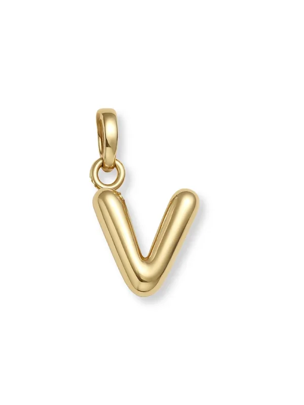 Gold Bubble Initial Clip Charm Letter V