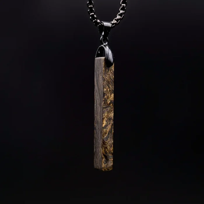 Gold Burl Carbon Fiber Bar Pendant