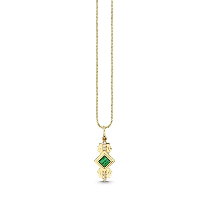Gold, Diamond & Malachite Wicked Art Deco Charm