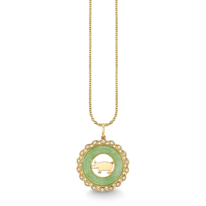 Gold, Diamond & Nephrite Jade Chinese Zodiac Charm