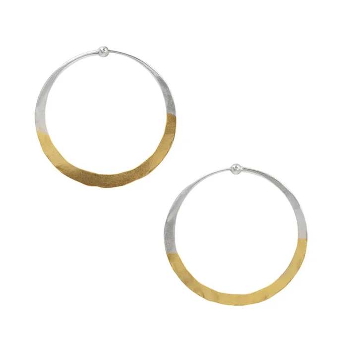 Gold Dipped Hammered Hoops – 1 1/2″