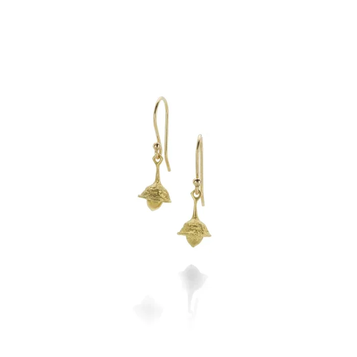Gold Eucalyptus Seed Bell Earrings
