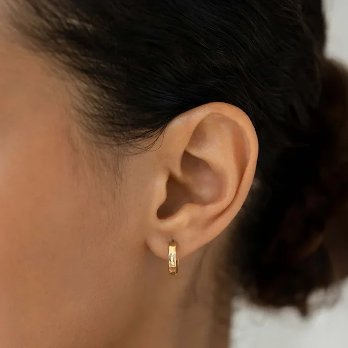 Gold Hammered Huggie Hoop Earrings – Yulla